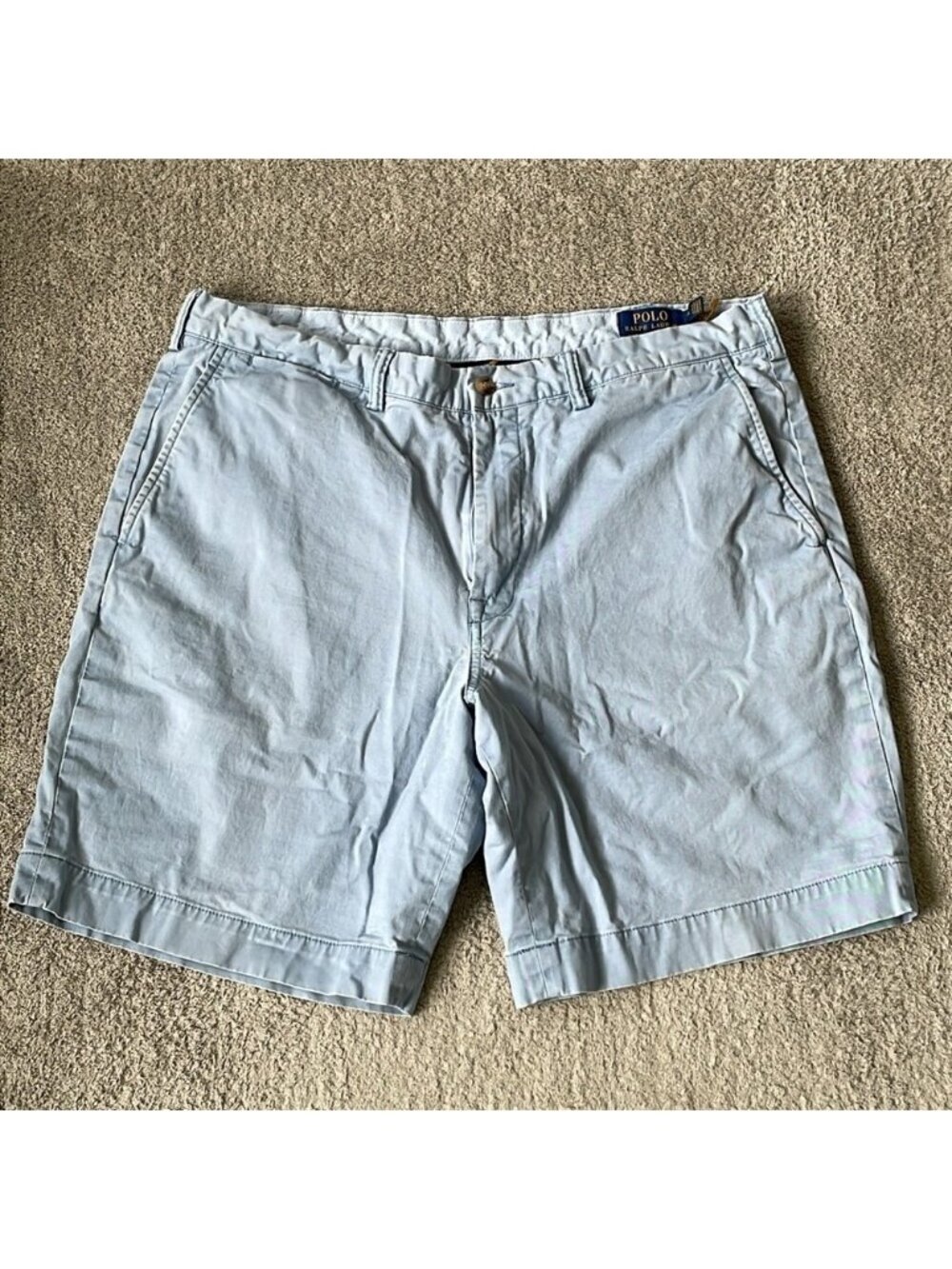 EC Polo Ralph Lauren Stretch Classic Chino Fit Shorts - Light Blue- Size 36